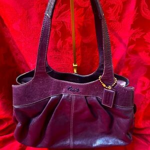 Coach Deep Purple Leather Shoulder Bag